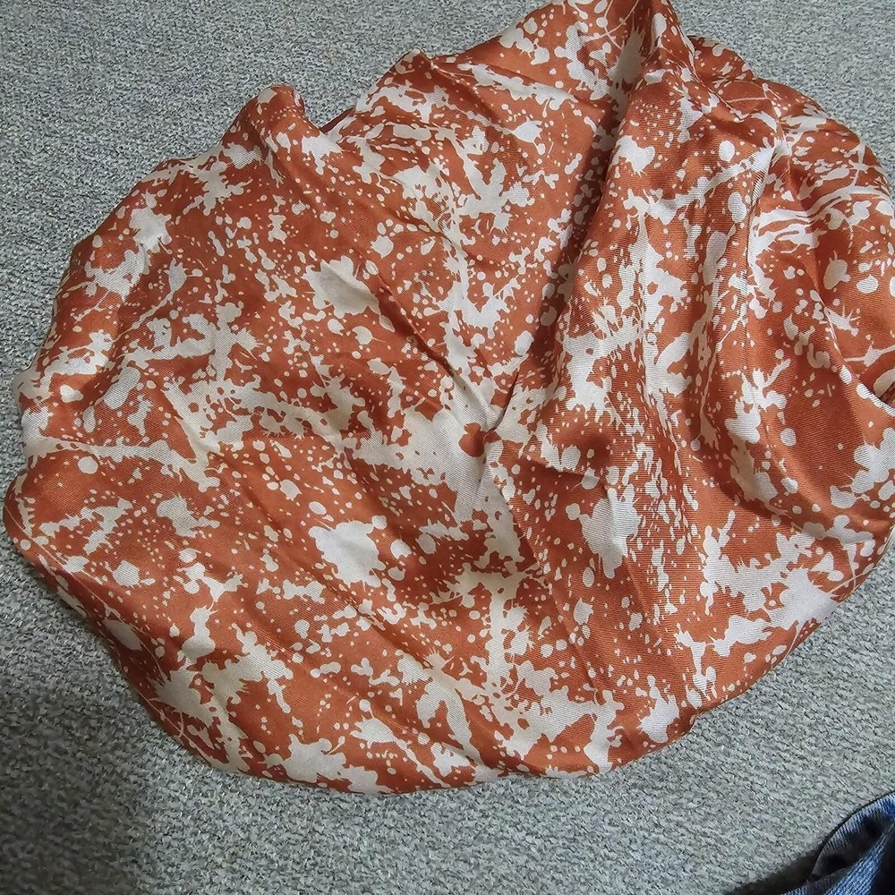 Diane Von Furstenberg Scarf Square Orange Splash Silk Hand Rolled 27.5" Square